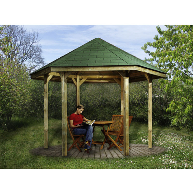 WEKA Sitzlaube Paradies 1 sechseckiger Pavillon aus Holz in Beige mit Zeltdach B: 326 cm, T: 376 cm - Bild 3