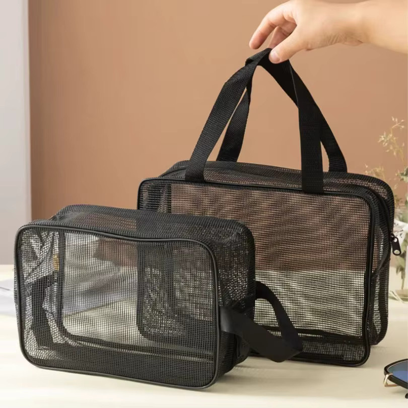 Tragbare Netz-Kulturtasche von seacelery als Toilettenartikel-Organizer und Abflusskorb in Schwarz oder Grau - Bild 3