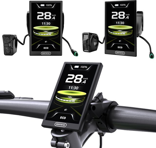 Bafang DPC010 E-Bike-Display mit 4-Zoll-TFT-Bildschirm, wasserdicht nach IP66 und automatischer Hintergrundbeleuchtung, Schwarz - Bild 1