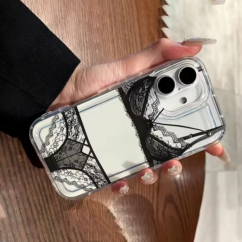Transparente Handyhülle mit Spitzen-Design für Apple iPhone Modelle, Soft Clear Cover - Bild 4