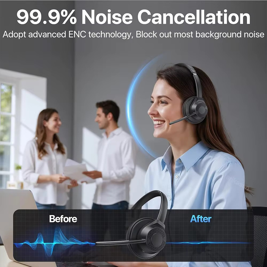 Arikasen Kabelloses Bluetooth-Headset mit Geräuschunterdrückung und Multipoint-Verbindung in Schwarz - Bild 2