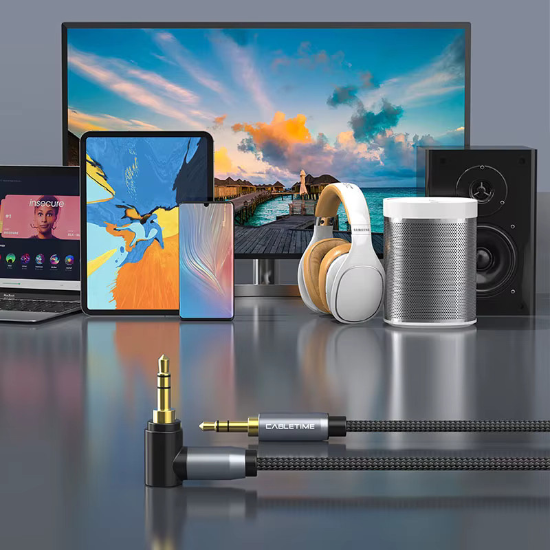 CABLETIME AUX-Kabel mit 3,5-mm-Klinkenstecker und 90-Grad-Winkel in Schwarz - Bild 4