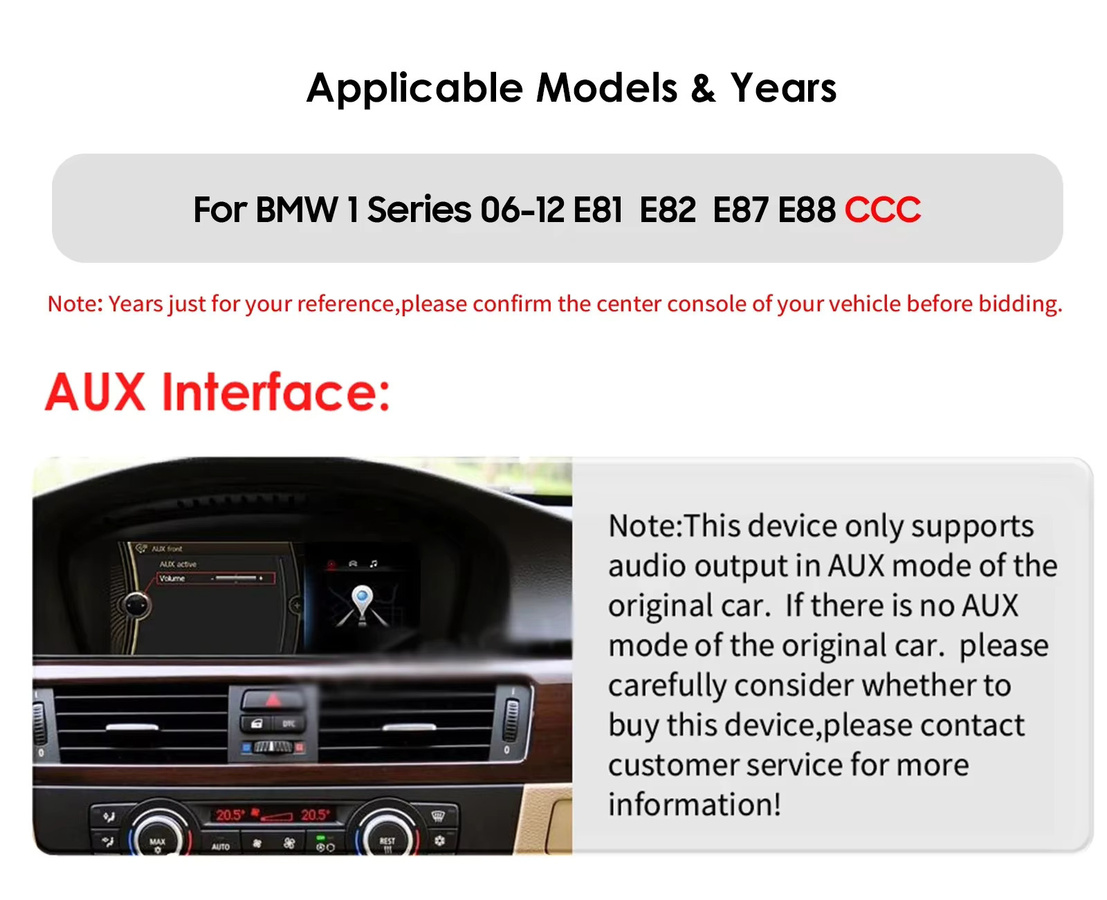 OSSURET 2DIN Android Autoradio mit drahtlosem CarPlay und Bluetooth für BMW 1er E81 E82 E87 E88 (2006-2012) mit CCC iDrive Unterstützung in Schwarz - Bild 2