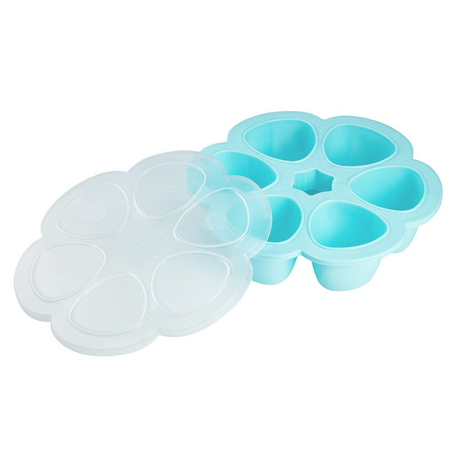 Beaba Silikon-Gefrierform Multiportions Blume in Windy Blue mit 6 x 150 ml Füllmenge - Bild 1