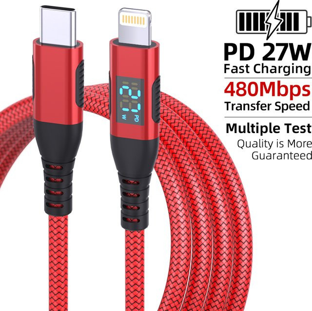 LAIHONEN USB-C auf Lightning Kabel mit LED-Anzeige, MFi-zertifiziert, 3 Meter Länge für iPhone 14 Pro Max - Bild 1