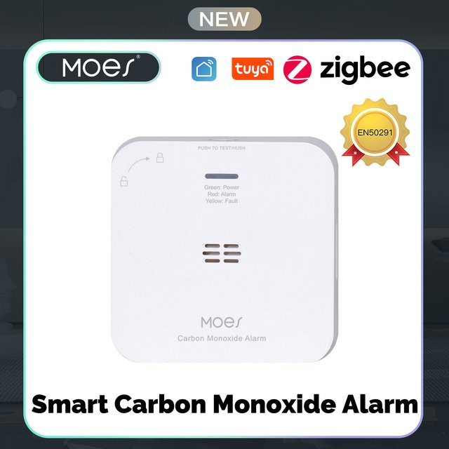 MOES Intelligenter kabelloser CO-Alarm und Gasleckdetektor in Weiß, ZigBee-Sensor zur Steuerung mit der Tuya-App für deine Sicherheit in der Küche - Bild 1