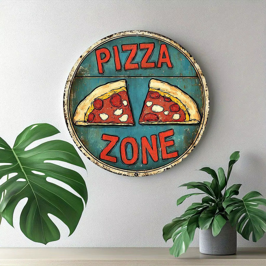Potdemiel Vintage Pizzazone Aluminiumschild rund, Mehrfarbig, Durchmesser: 20,32 cm - Bild 4