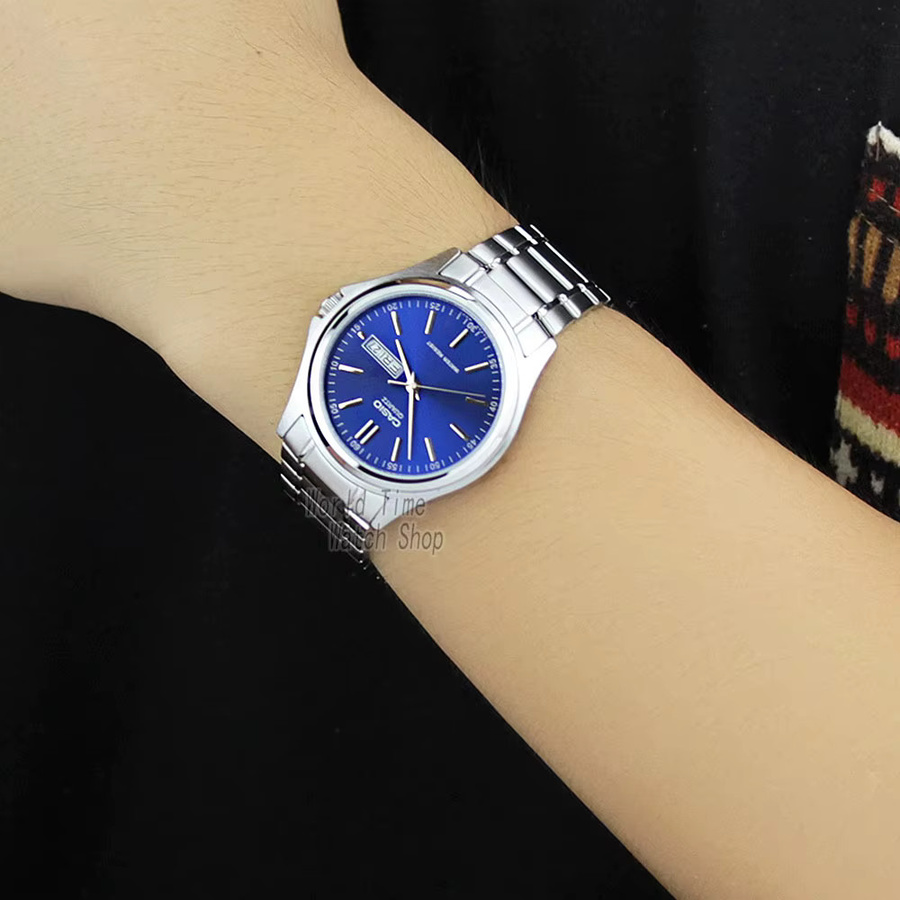 Casio Analoguhr, Quarz, Edelstahl, Blau, Herren - Bild 4