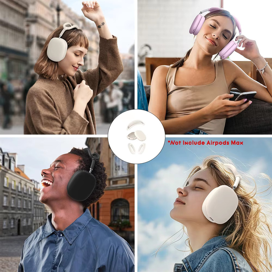 Silikon-Schutzhülle in Weiß für Apple AirPods Max 1/2 als kratzfeste Abdeckung für Ohrpolster und Stirnband - Bild 2