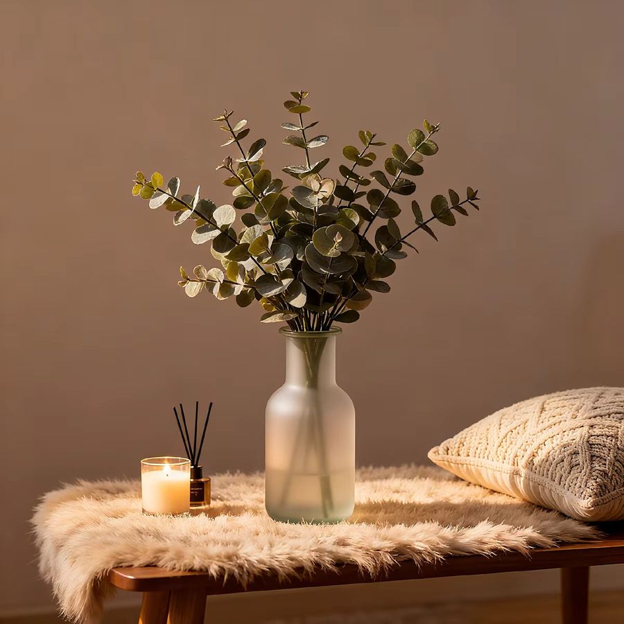 Künstliche Rosenblüten mit grünem Eukalyptusblatt von smr in Grün für deine Dekoration bei Hochzeiten, Weihnachten oder Geburtstagsfeiern - Bild 2
