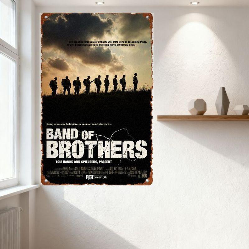 Band of Brothers Vintage Blechschild mit WWII Soldaten Silhouette von ZX ART, Wandplakette aus Metall, B: 40 cm, H: 30 cm - Bild 4