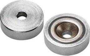 nVent HOFFMAN Flachgreifermagnet mit Bohrung aus Neodym, verzinkter Stahl, Silber, Durchmesser: 20 mm - Bild 1
