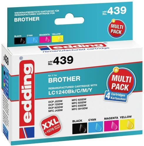 edding Tintenpatronen Kombi-Pack kompatibel mit Brother LC-1240BK, LC-1240C, LC-1240M, LC-1240Y in Schwarz, Cyan, Magenta und Gelb - Bild 1