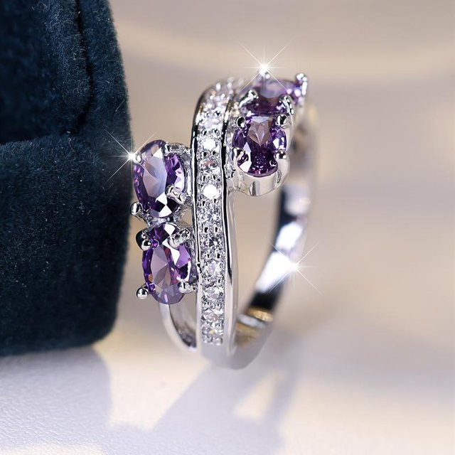 Bamos Ring, Silber, lila Zirkonia, Damen - Bild 1