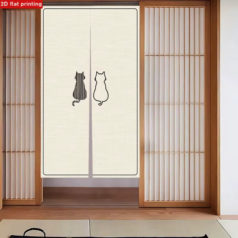 VIKAMA Minimalistischer Wandteppich mit Doppelkatzen-Motiv in Schwarz und Weiß, geometrisches Design für Wohnzimmer und Schlafzimmer - Bild 2