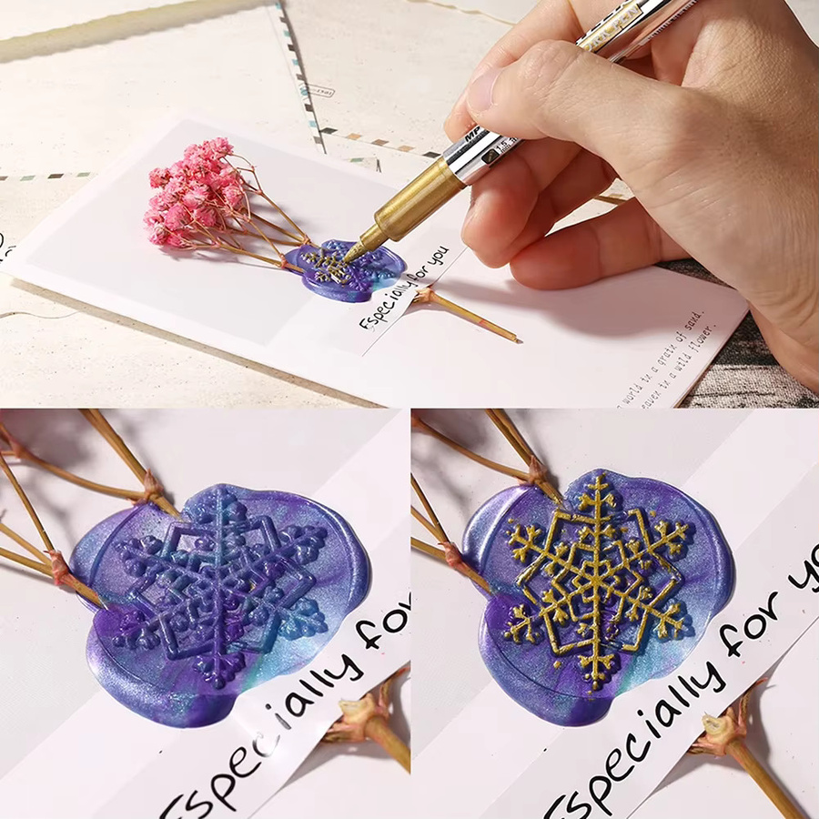 Shunmaii Rundes Siegel aus Kupfer in Gold für DIY Wachssiegel und Hochzeitskarten, Durchmesser: 25 mm - Bild 3