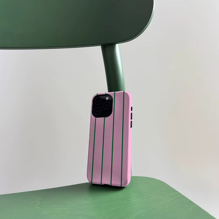 CaseLumi Matte Bumper MagSafe Hülle für iPhone 17 16 15 14 13 Pro Max Stoßfeste PC Schutzhülle Rosa Grüne Streifen - Bild 4