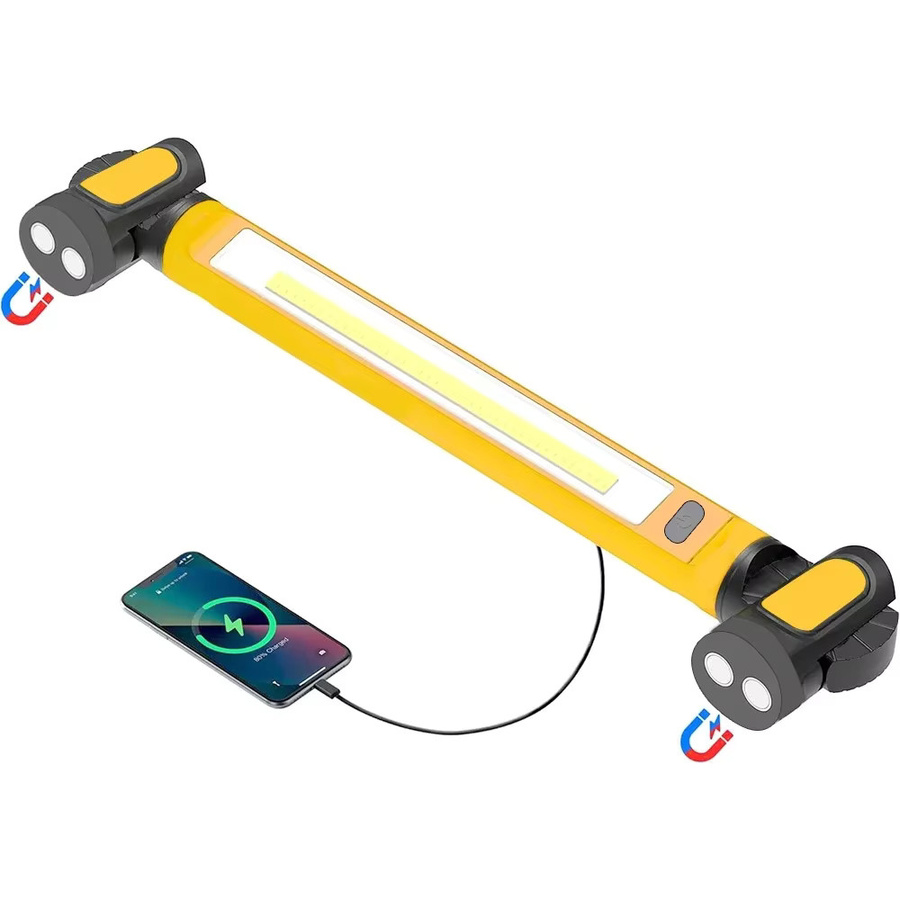 JIASHUAIXIN LED Arbeitslicht mit Magnet und Haken, wiederaufladbar, 1000 W, 5200 mAh, Gelb - Bild 2