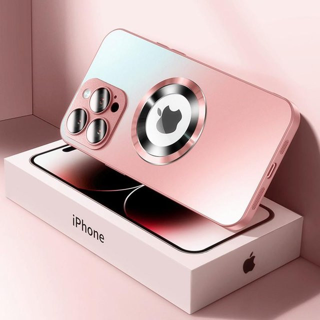 Lolozzx Magnetische Hülle mit Kameraschutz für iPhone 11 bis iPhone 16 Pro Max, Matt, Pink, MagSafe kompatibel und stoßfest - Bild 1