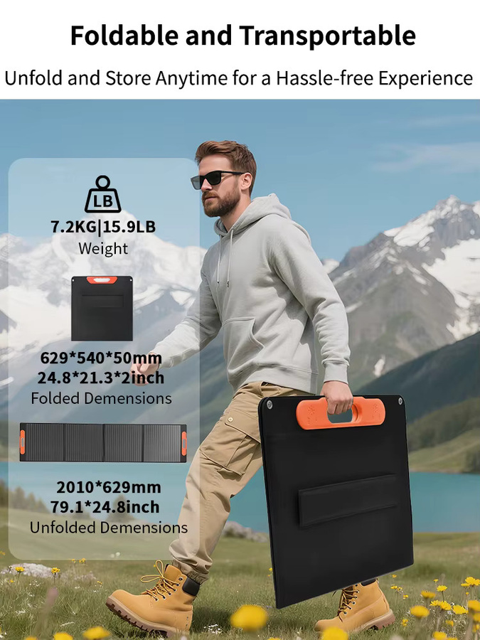 CHUBAN 200W Solar Panel Tragbares Faltbares ETFE Flexibles Solarpanel in Schwarz mit IP68 Wasserdichtigkeit für Camping und Solar Generatoren - Bild 7