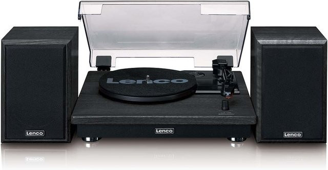 Lenco Plattenspieler mit Bluetooth in Schwarz und zwei externen Lautsprechern - Bild 1