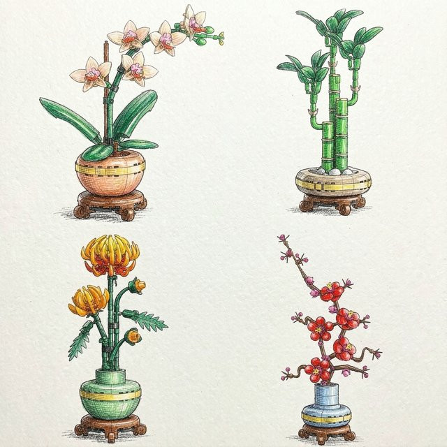Beast Kingdom Botanische Sammlung Bausteine-Sets, Natur, Kunststoff, Bunt / Mehrfarbig - Bild 1