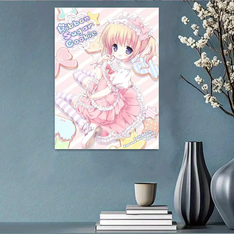 VIKAMA Wandteppich im japanischen Anime-Stil mit Ribbon Candy Biscuit Cartoon und Lolita-Mädchen-Herz-Motiv, Mehrfarbig, 73 x 73 cm - Bild 2