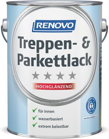 RENOVO Treppen- und Parkettlack wasserbasiert, hochglänzend und transparent - Bild 1