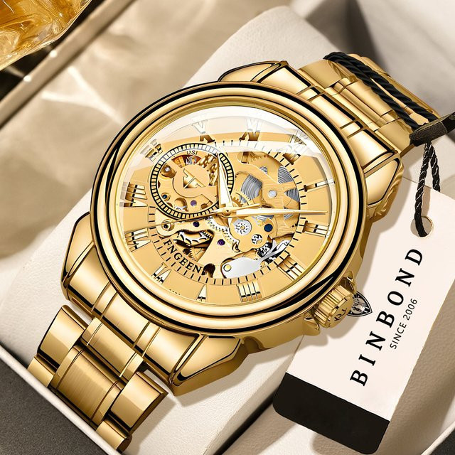 BINBOND Armbanduhr, Automatik, Edelstahl, Gold, Herren - Bild 1