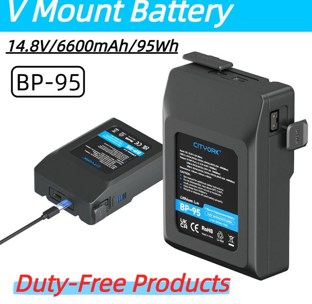 Sony BP-95 V-Mount Li-Ion-Akku 14,8V mit 6600mAh und D-Tap-Adapter, 95Wh, Schwarz - Bild 1