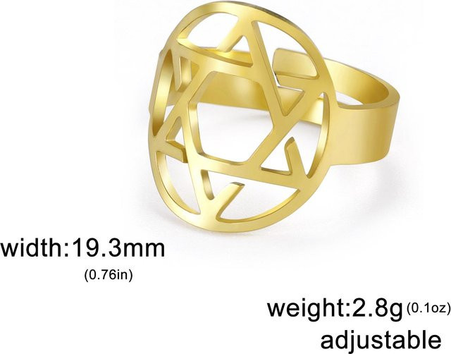 YULIN Ring Davidstern, Edelstahl, Vintage, Unisex - Bild 1