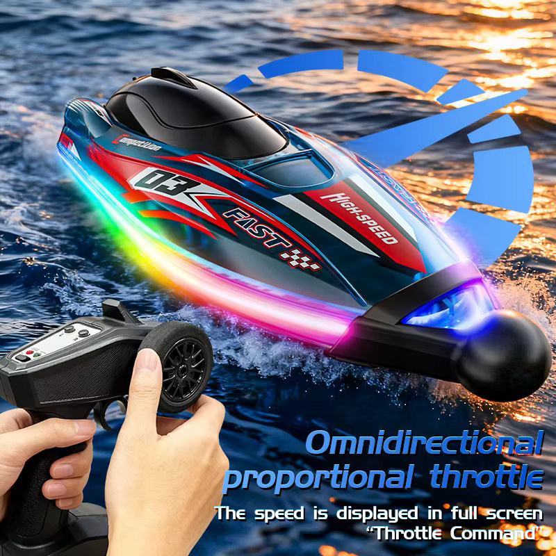 JIKEFUN S25 RC-Boot, ferngesteuertes Rennboot, mit bunten Lichtern - Bild 3