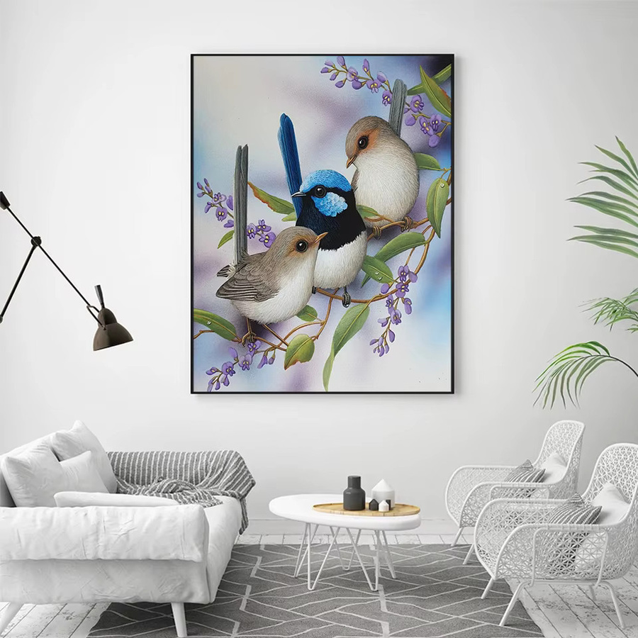 Azqsd Diamantmalerei Vögel und Tiere als Mosaik-Stickerei mit Full Round Steinen, B/H: 30 x 40 cm - Bild 2