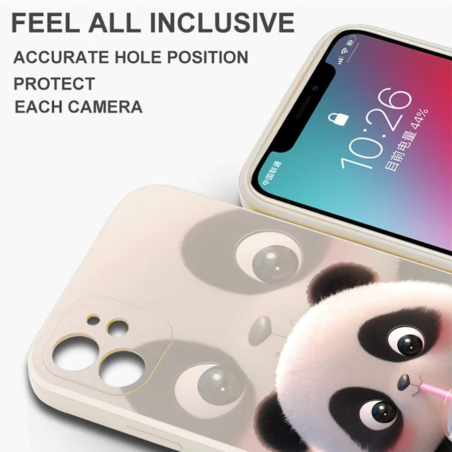 Süße Panda Silikon Handyhülle für iPhone 11 13 16 Pro 14 Pro Max 15 Plus XS Max XR SE 8 7 12 Mini weich - Bild 4