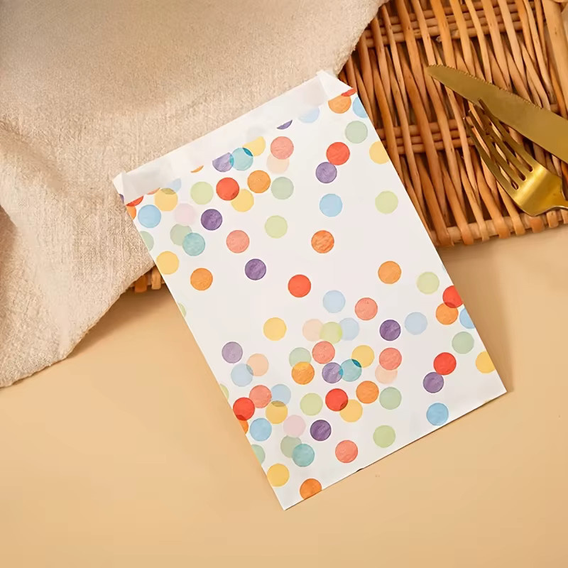 24 Stück gepunktete Geschenktüten aus Kraftpapier mit 24 Dankesaufklebern, mehrfarbig, PP-beschichtet für Geburtstage und Partys - Bild 3
