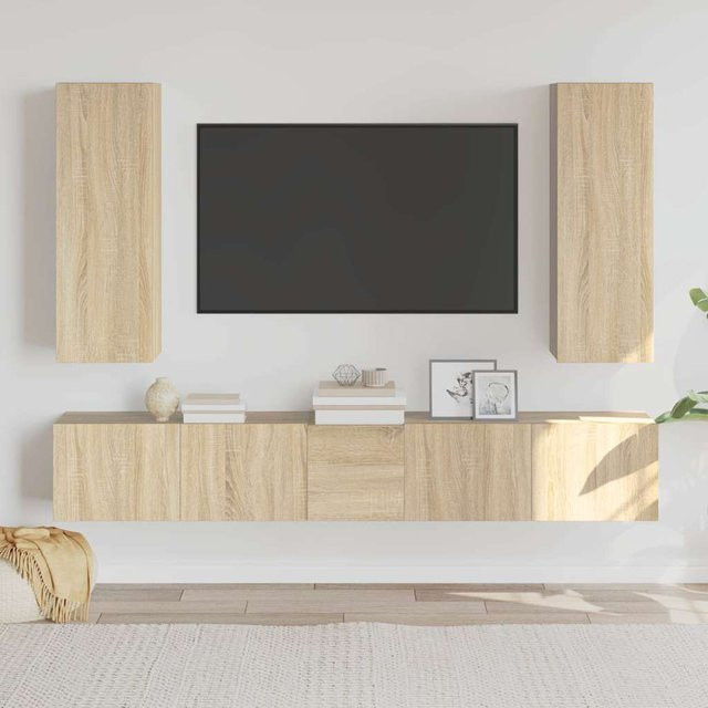 Vidaxl 5-teiliges TV-Schrank-Set aus Holzwerkstoff in Eiche-Optik, Braun, Klassisch - Bild 1
