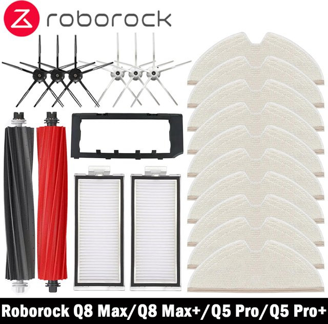 Roborock Ersatzteil-Set für Q8 Max und Q5 Pro mit Hauptbürstenabdeckung, HEPA-Filter und Wischpads - Bild 1