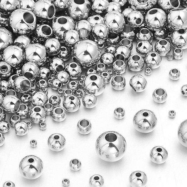 lingsai Edelstahlperlen, Silber, 2-10 mm - Bild 1