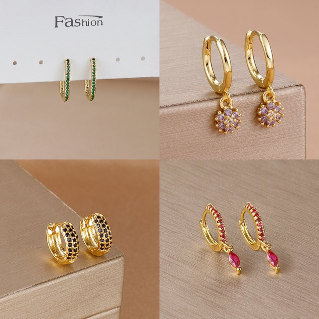 Maodane Ohrringe Edelstahl, Gold, Zirkonia, Damen - Bild 1