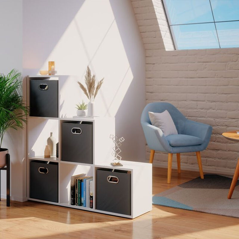 Vicco Treppenregal Raumteiler als Bücherregal mit 6 Fächern in Weiß - Bild 2
