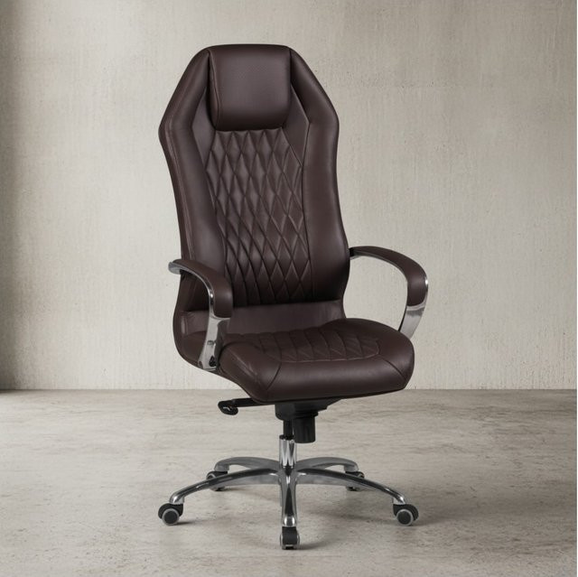 KADIMA DESIGN Chefsessel MILANO aus Echtleder mit Multiblockwippmechanik, Lendenwirbelunterstützung und Aluminiumfußkreuz - Bild 1