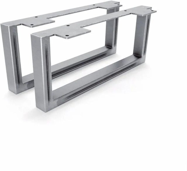 HEVVA Möbelfüße GRAZ 2er Set aus Rohstahl in Silber Matt, Höhe: 15 cm, Tiefe: 35 cm - Bild 1