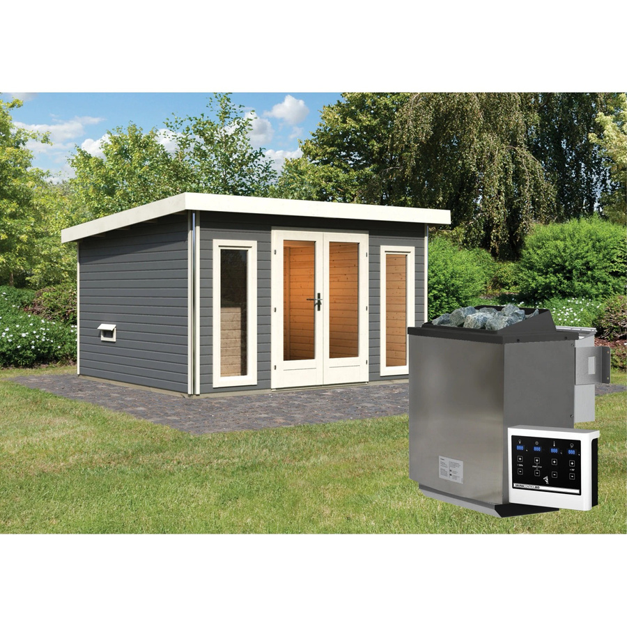 Saunahaus Magnus 2-Set A in Terragrau inklusive 9 kW Bio-Saunaofen mit externer Steuerung - Bild 2