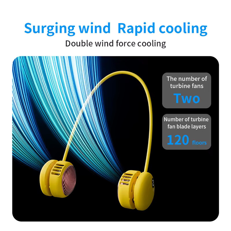 Lenovo Tragbarer Nackenventilator mit 5 Geschwindigkeiten und USB-Aufladung in Weiß oder Gelb - Bild 4
