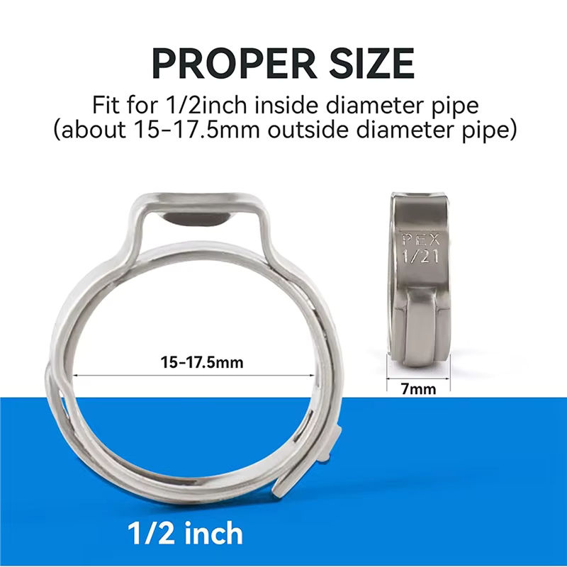ETRT 200 Stück Pex-Cinch-Klemmringe aus Edelstahl 304, 1/2-Zoll Pex-Crimpringe für Rohrverschraubungen - Bild 5
