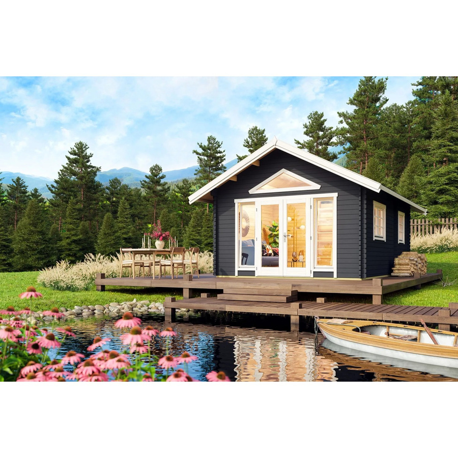 Lasita Blockbohlenhaus Caroline Gartenhaus mit Satteldach, grau, B/T/H: 489,9 x 330,6 x 675 cm - Bild 2