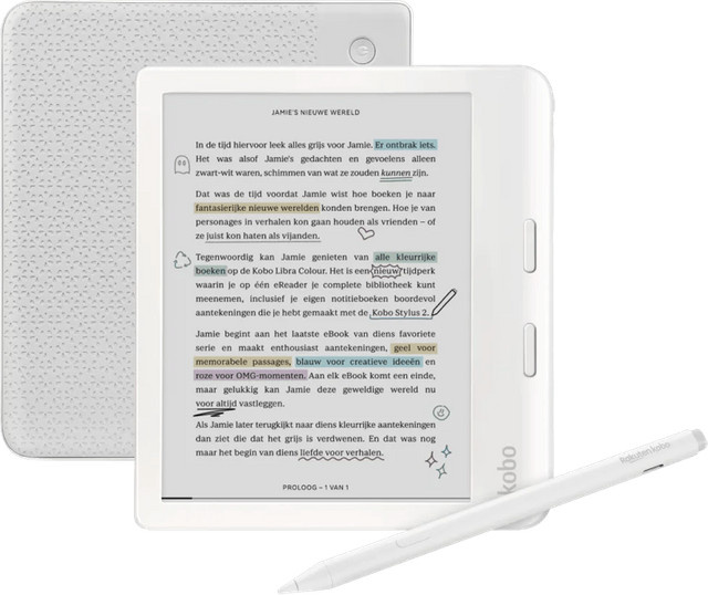 Kobo Libra Colour E-Ink E-Reader in Weiß inklusive Kobo Stylus 2 - Bild 1