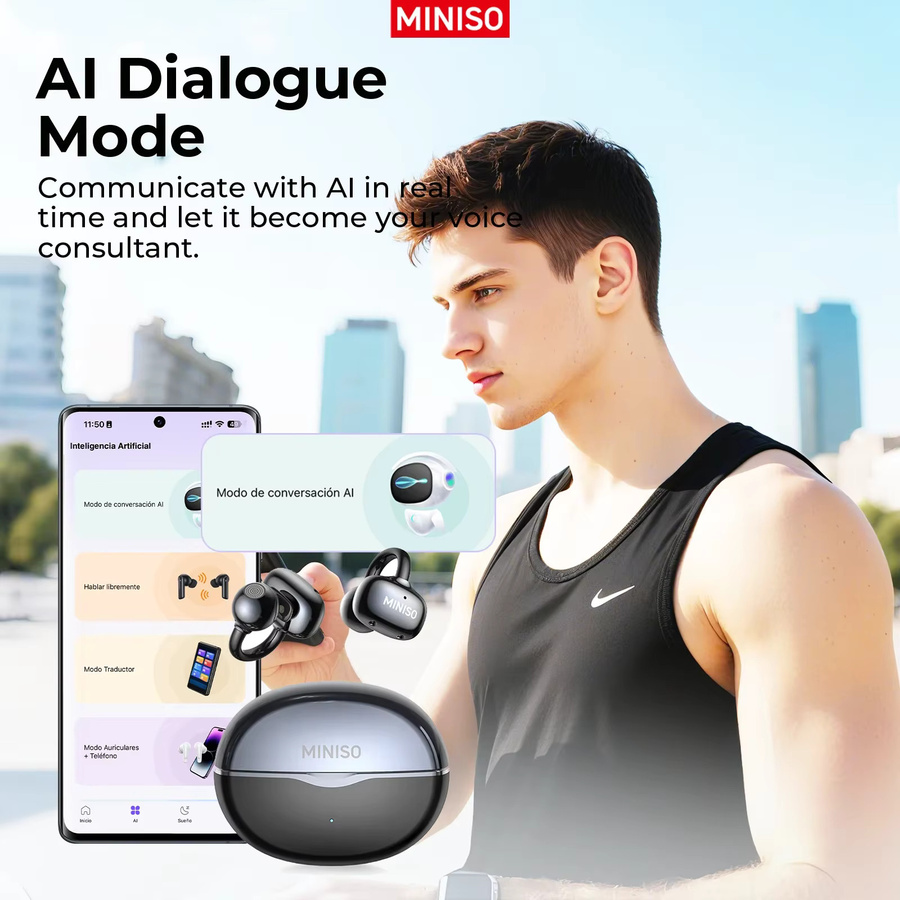 MINISO MS503 Bluetooth-Kopfhörer OWS Ohrclip Sport Drahtlose In-Ear Kopfhörer mit Herzfrequenzüberwachung in Schwarz - Bild 3