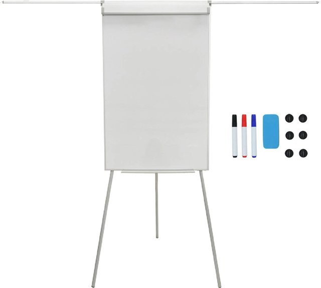 Relaxdays Flipchart Whiteboard aus Aluminium in Weiß, magnetisch und höhenverstellbar mit 2 Armen, Breite: 100 cm, Höhe: 175 cm - Bild 1