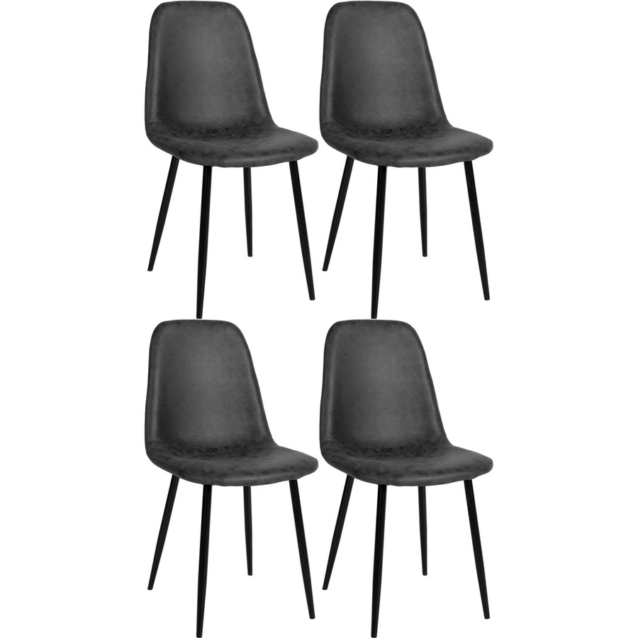 DELUKE Esszimmerstühle MOVI 4er Set in Schwarz aus Kunstleder und Metall, H: 88 cm, B: 44 cm, T: 51 cm - Bild 2
